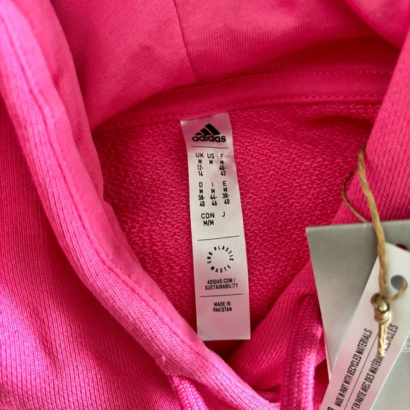 NWT Adidas Hot Pink Cotton Terry Hoodie - Picture 3 of 4